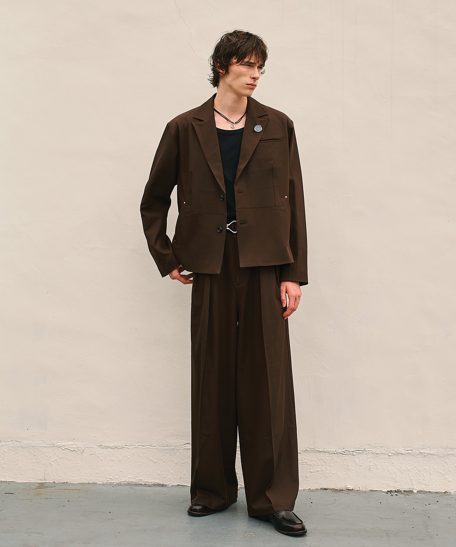 Riveted Baggy Slacks （Brown）