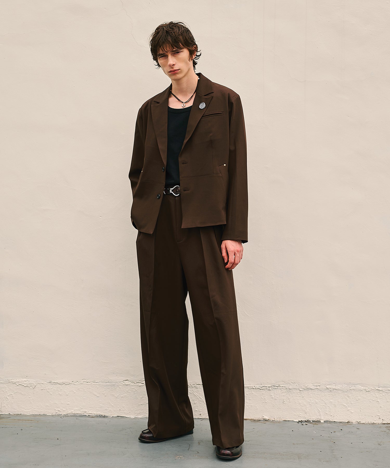 Riveted Single Short Jacket （Brown）