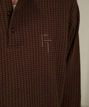 Thermal Texture Henley Top（Brown）