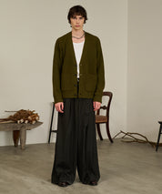 Contrast Elbow Patch Cardigan (Khaki)