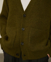 Contrast Elbow Patch Cardigan (Khaki)