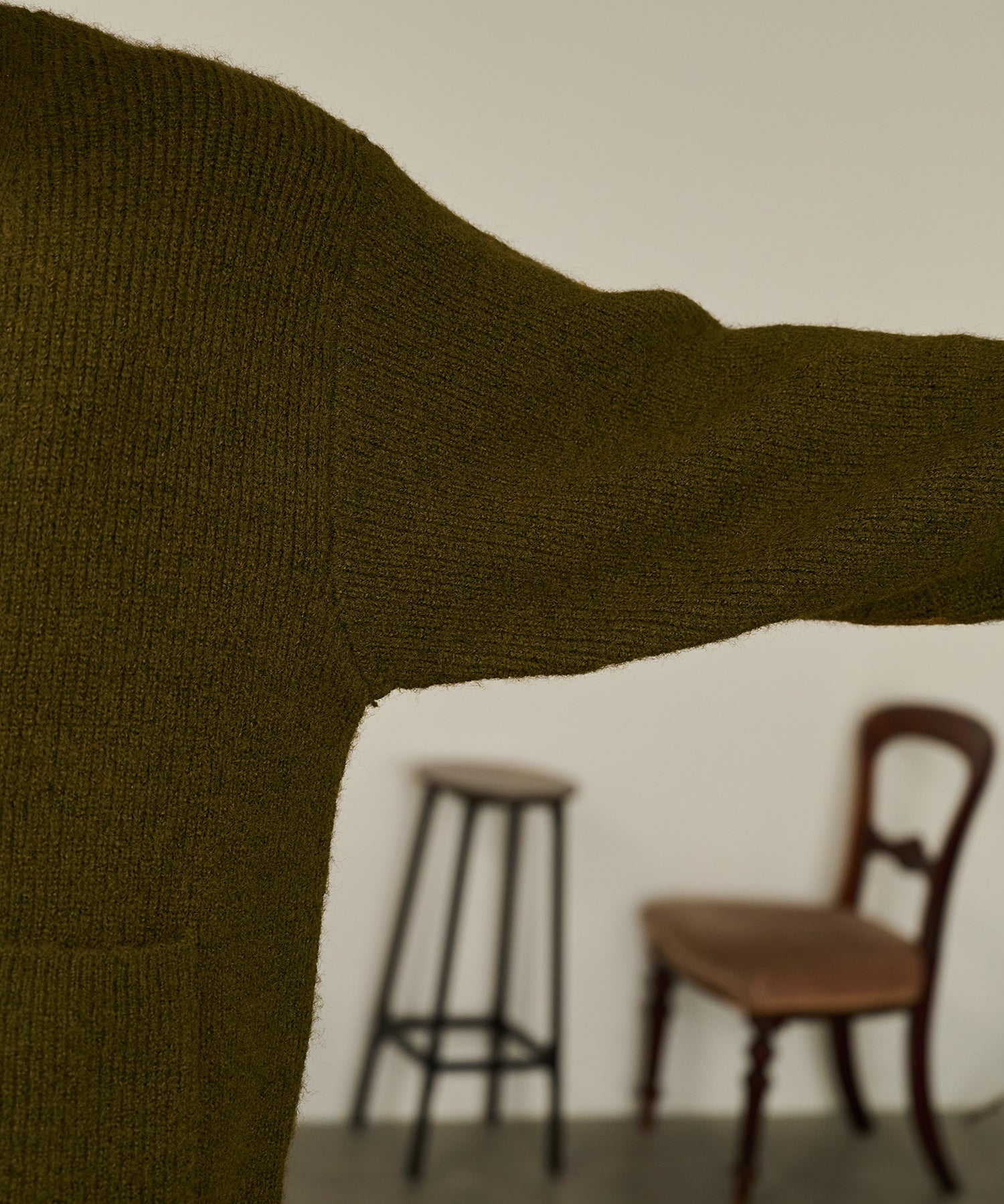 Contrast Elbow Patch Cardigan (Khaki)