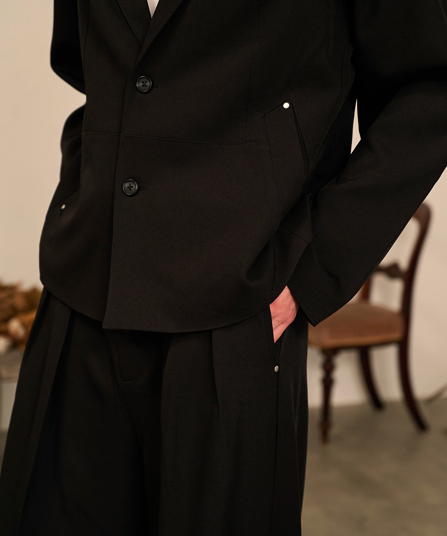 Riveted Baggy Slacks （Black）