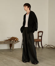 Contrast Elbow Patch Cardigan (Black)