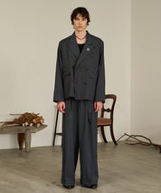 Striped Double-Breasted Jacket （Gray）