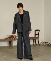 Striped Double-Breasted Jacket （Gray）