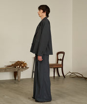 Striped Double-Breasted Jacket （Gray）