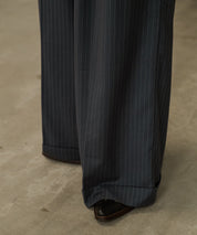 Striped Belted Baggy Slacks （Gray）