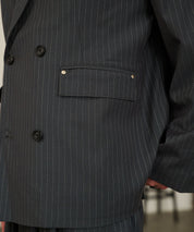 Striped Double-Breasted Jacket （Gray）