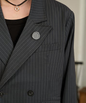 Striped Double-Breasted Jacket （Gray）