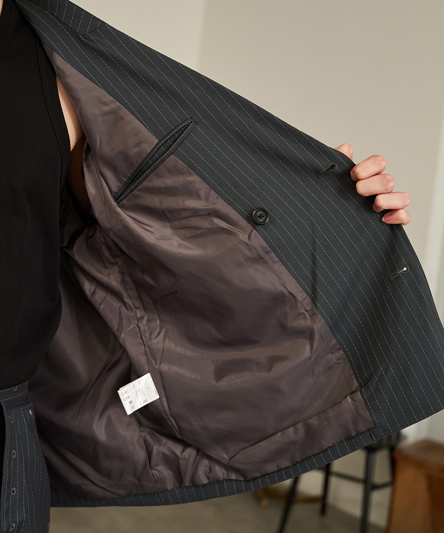 Striped Double-Breasted Jacket （Gray）