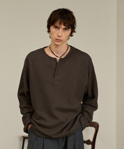 Thermal Texture Henley Top（Gray）