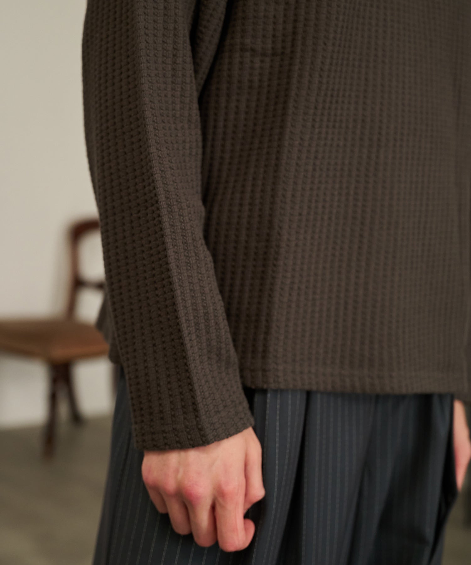 Thermal Texture Henley Top（Gray）