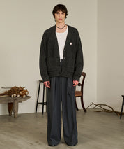 Contrast Elbow Patch Cardigan (Gray)