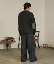 Contrast Elbow Patch Cardigan (Gray)