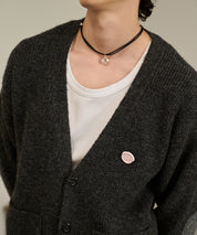 Contrast Elbow Patch Cardigan (Gray)