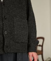 Contrast Elbow Patch Cardigan (Gray)