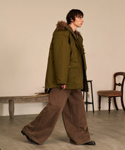 Studded Double Knee Baggy Pants（Brown)