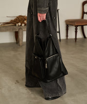 2-way Leather Shoulder Bag（Black）