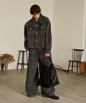 2-way Leather Shoulder Bag（Black）