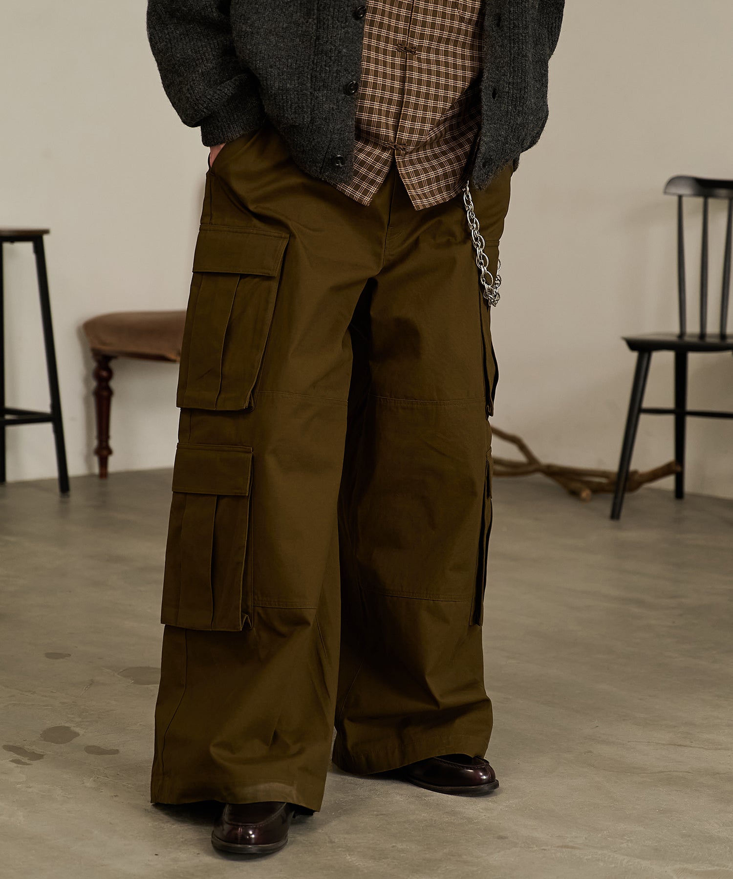 Double Pocket Cargo Pants (Khaki)