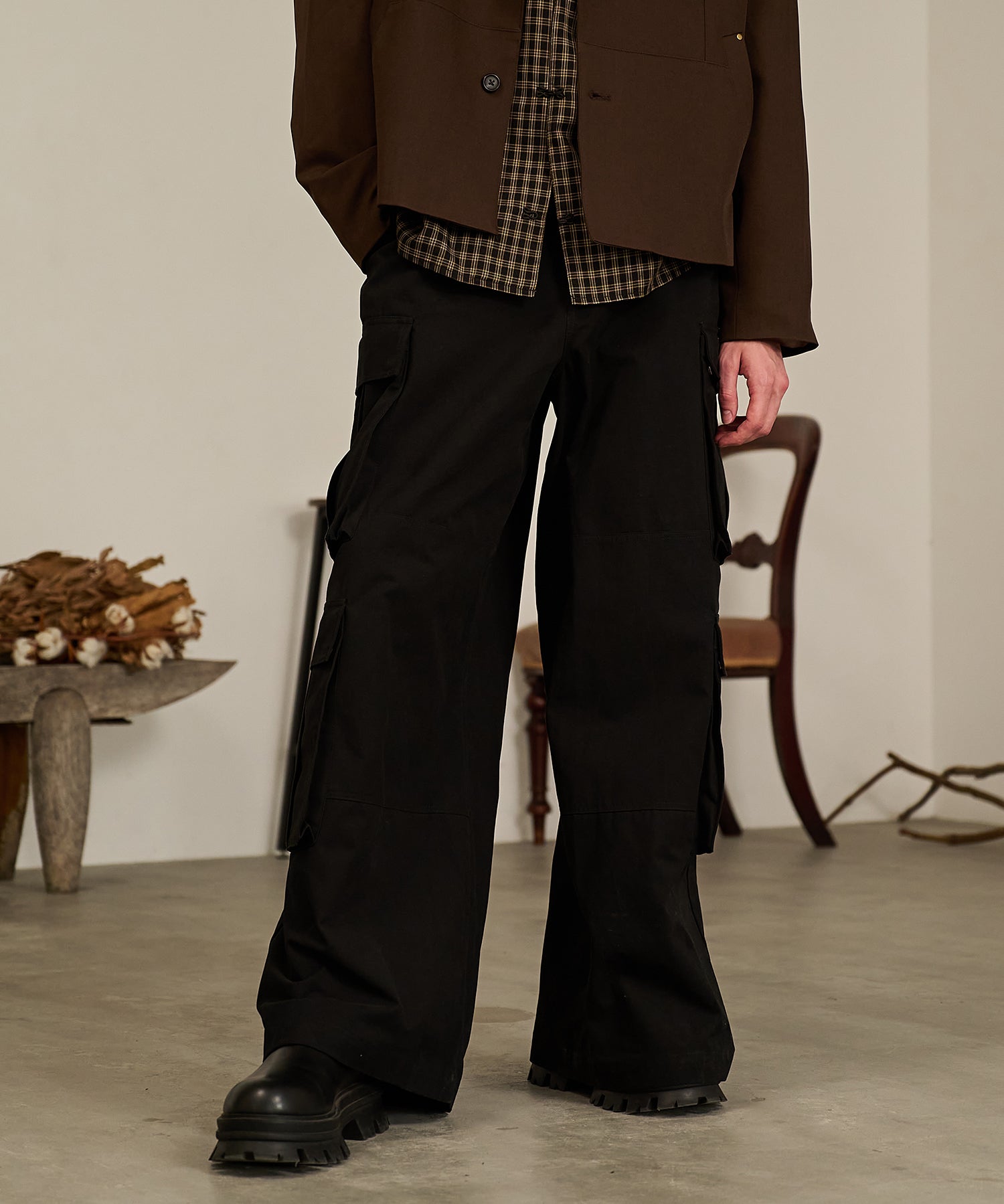 Double Pocket Cargo Pants (Black)