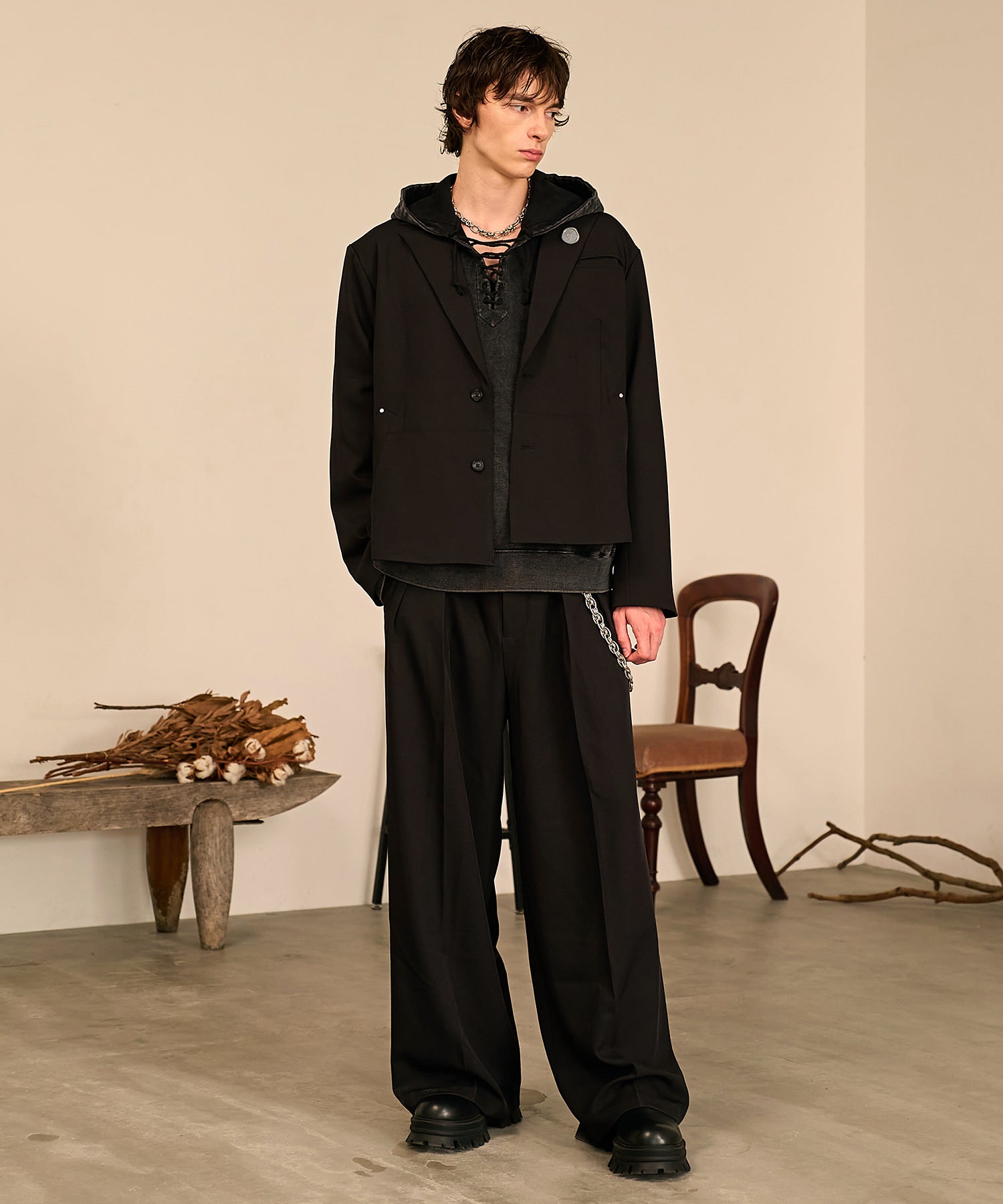 Riveted Baggy Slacks （Black）