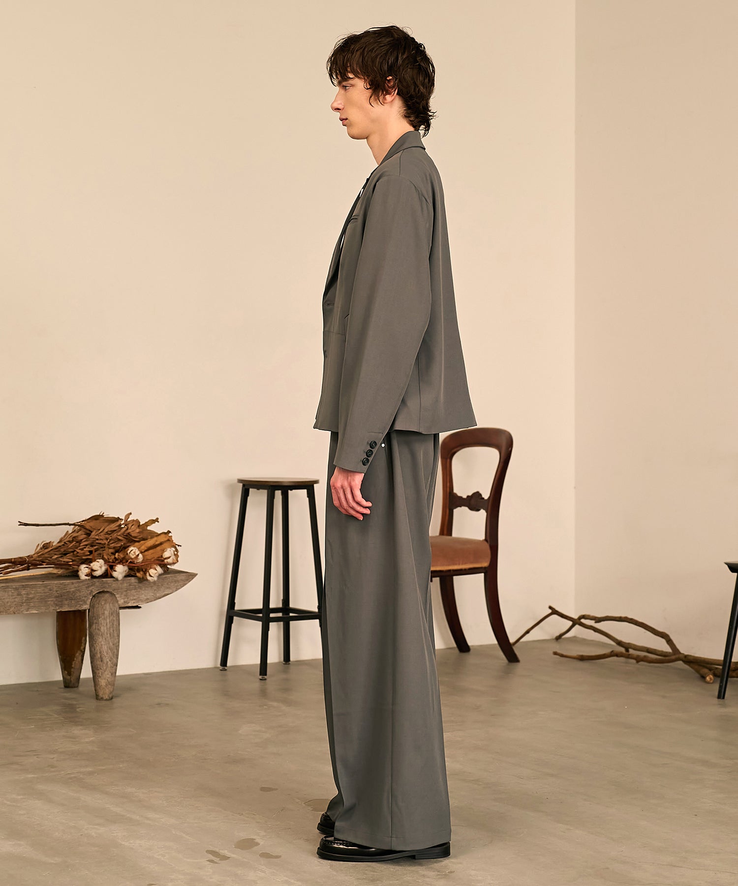 Riveted Single Short Jacket （Gray）