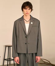 Riveted Single Short Jacket （Gray）