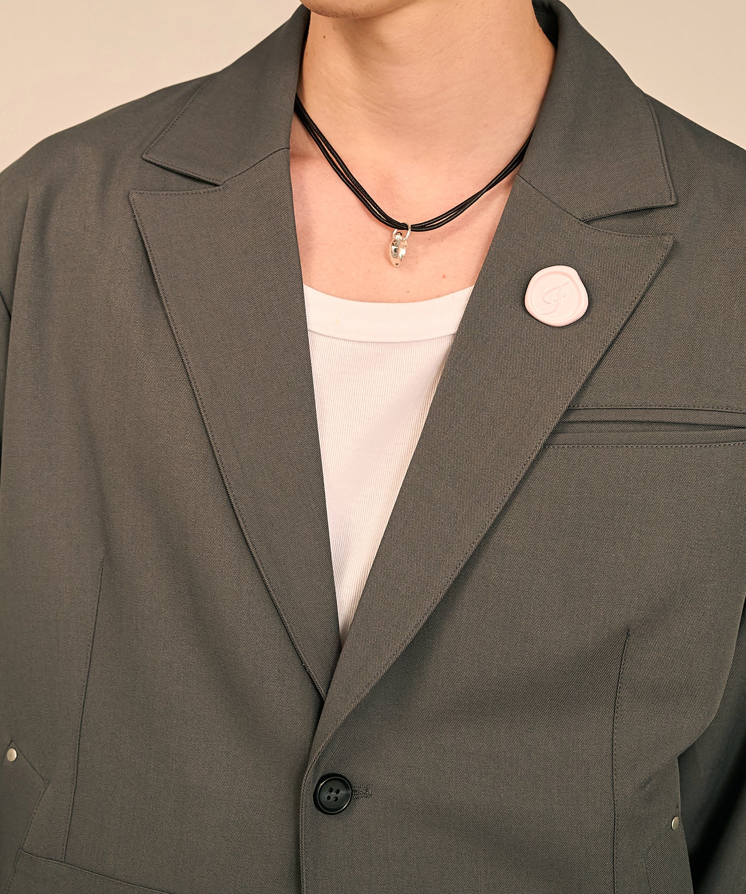 Riveted Single Short Jacket （Gray）