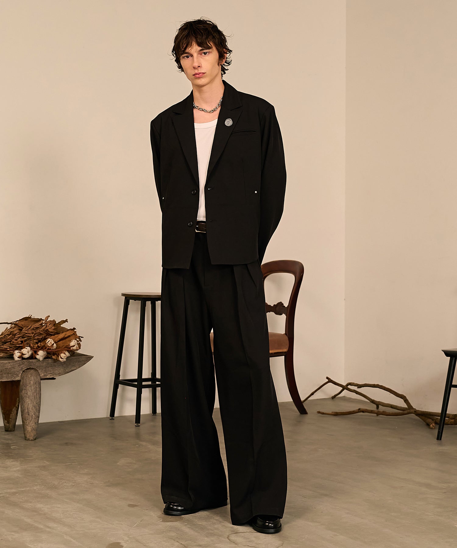 Riveted Baggy Slacks （Black）