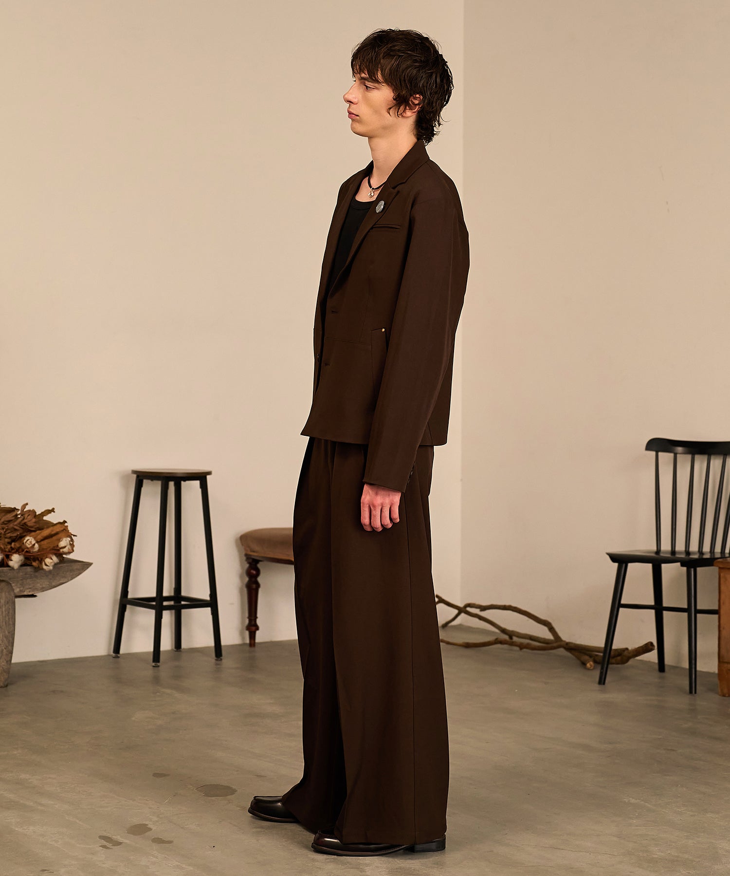 Riveted Single Short Jacket （Brown）