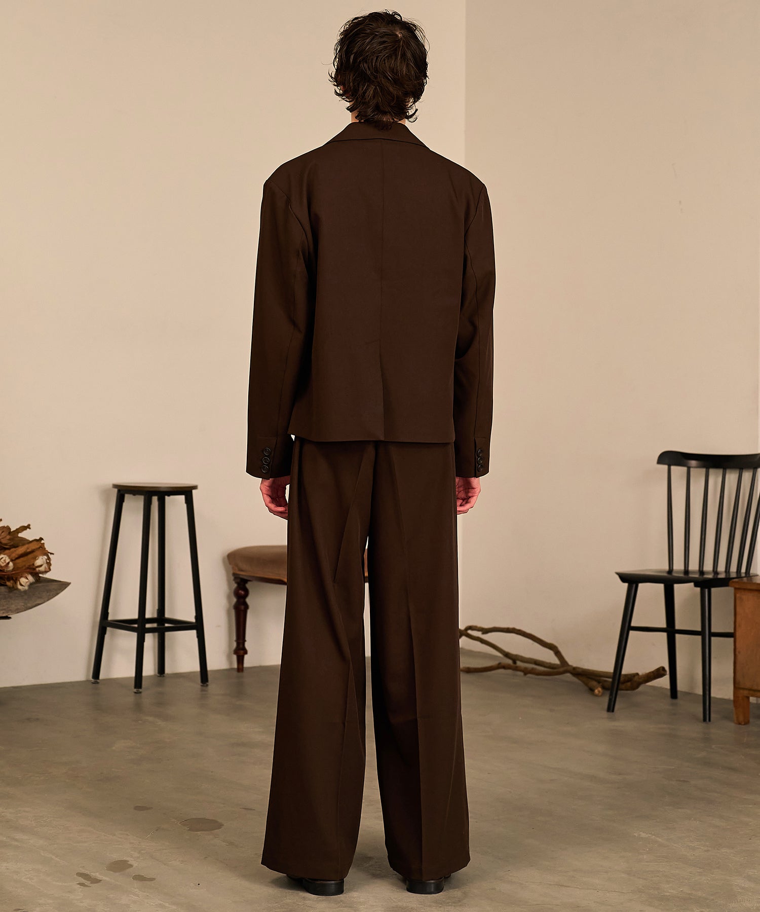 Riveted Baggy Slacks （Brown）
