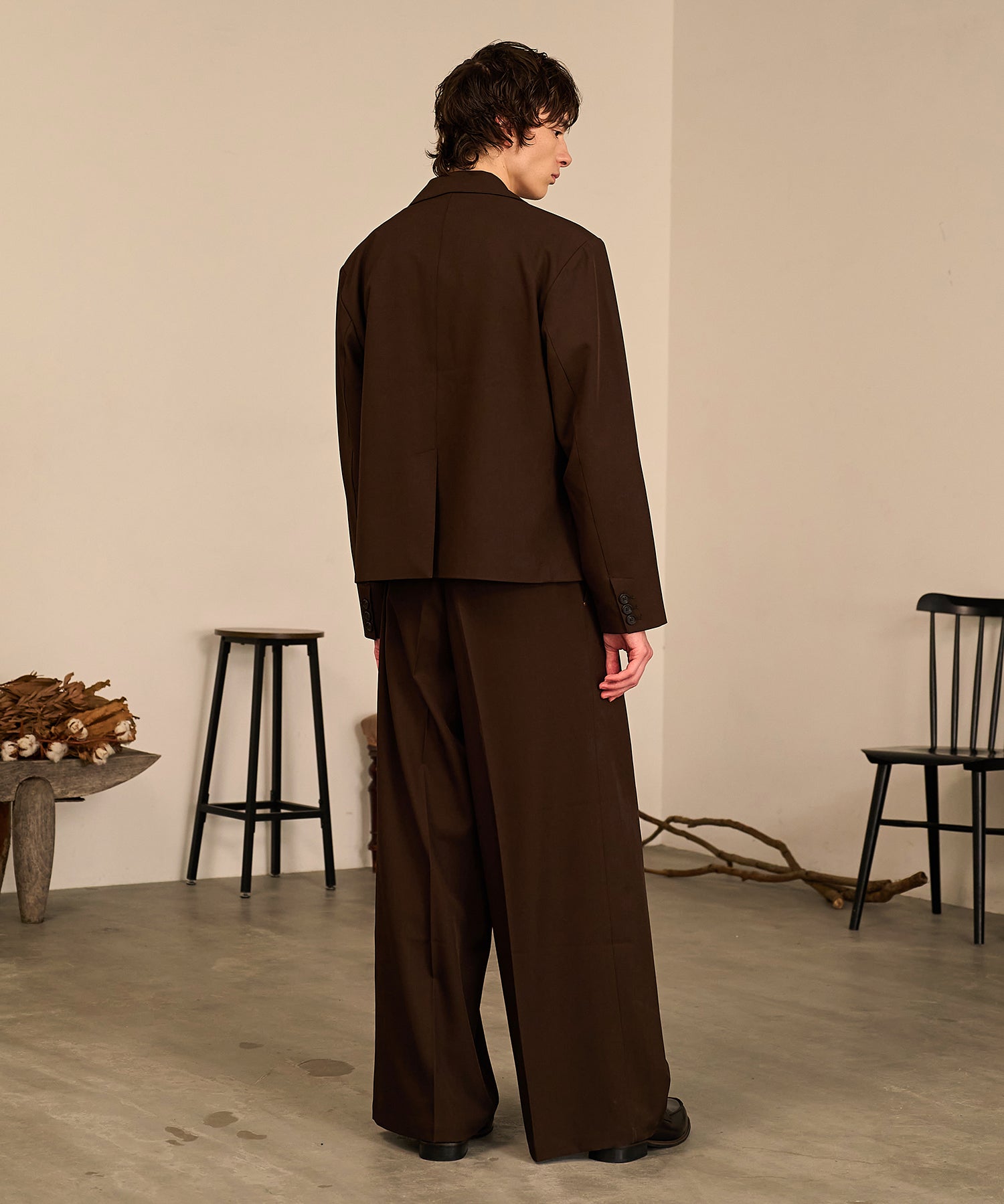 Riveted Baggy Slacks （Brown）