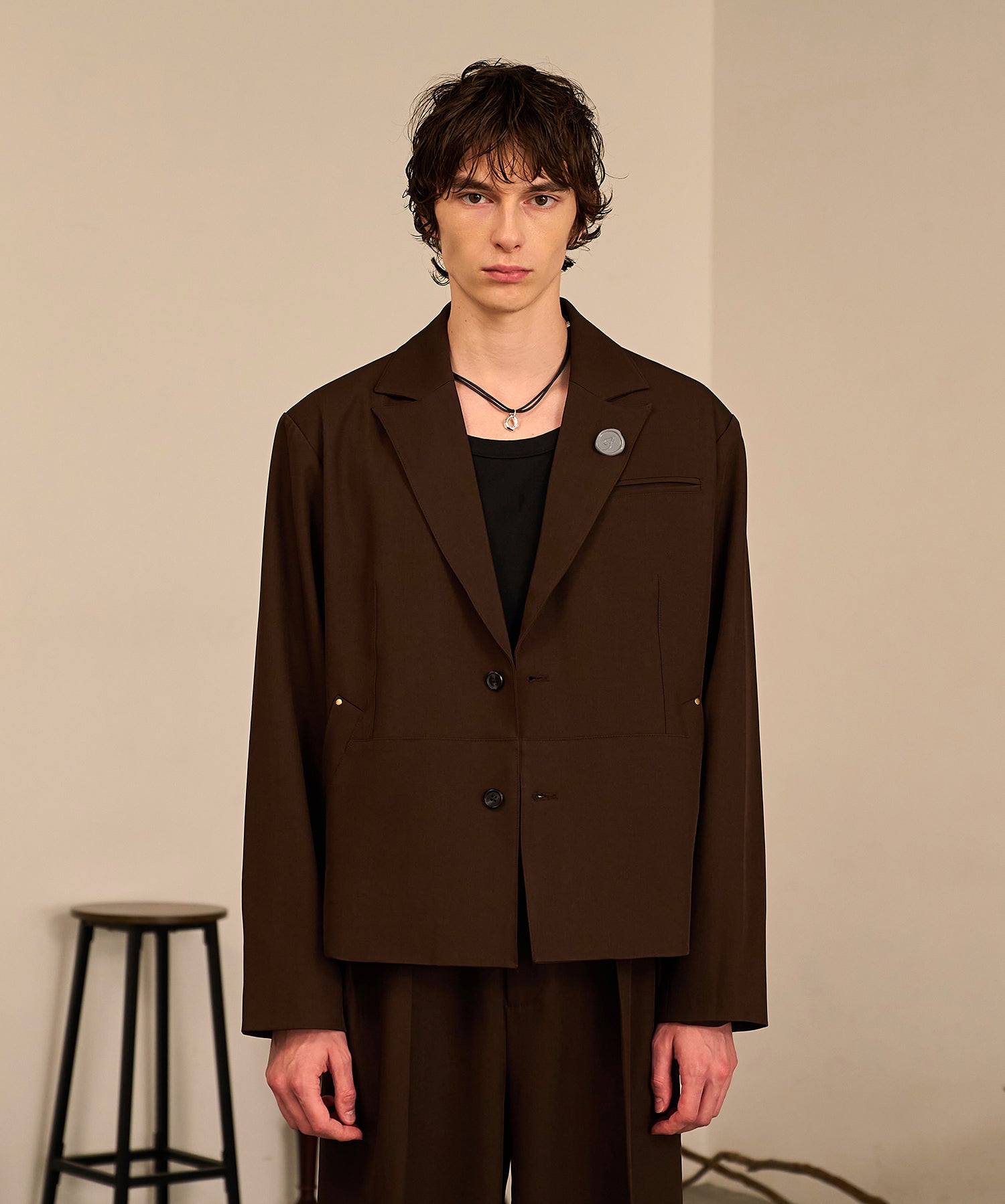 Riveted Single Short Jacket （Brown）