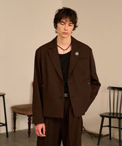 Riveted Single Short Jacket （Brown）