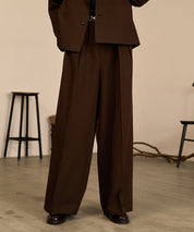 Riveted Baggy Slacks （Brown）
