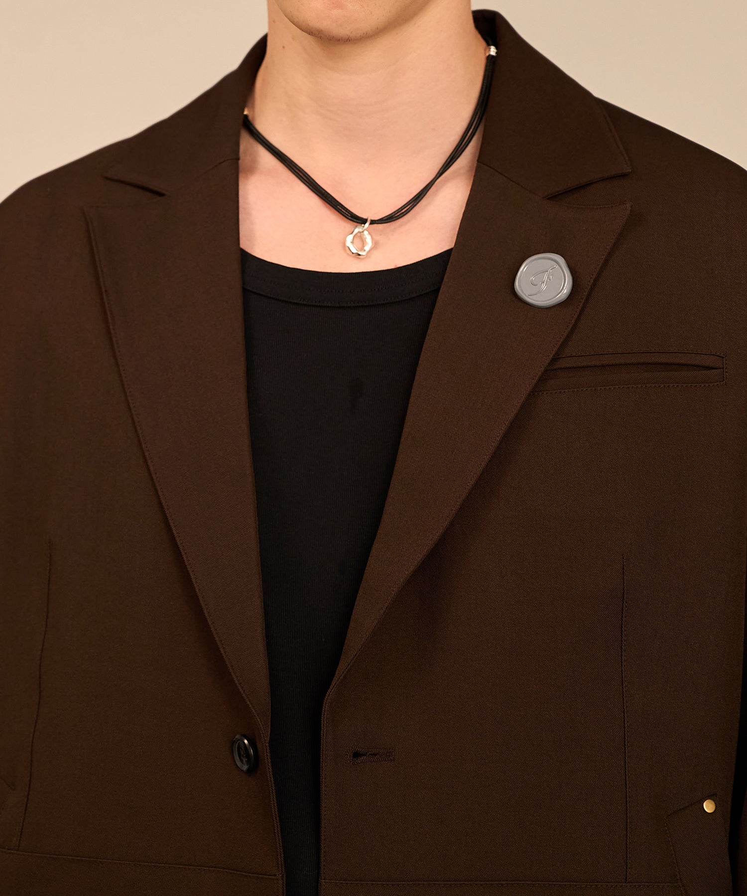 Riveted Single Short Jacket （Brown）