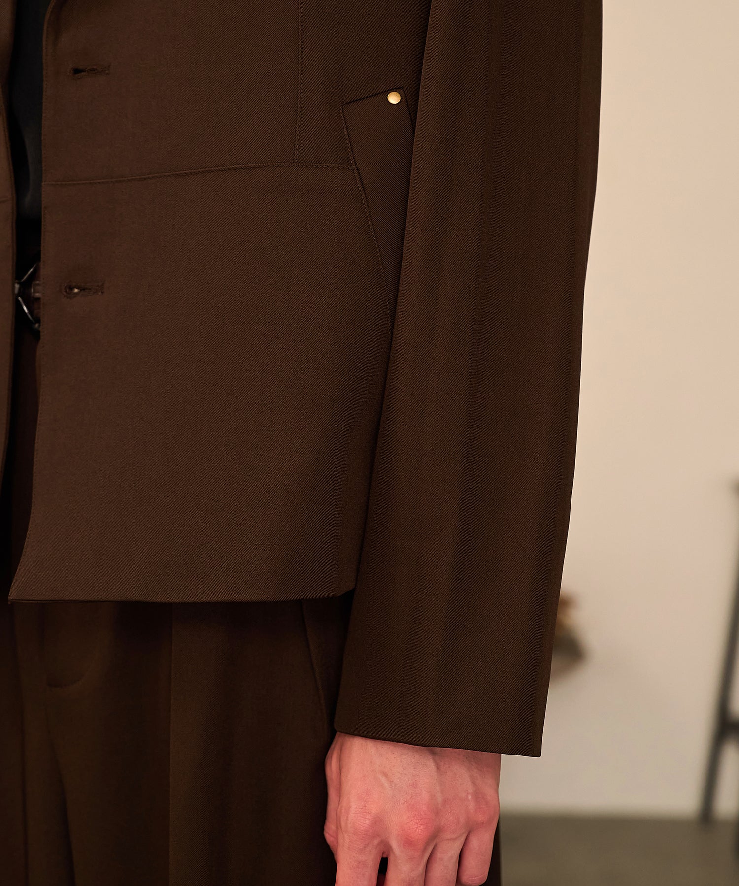 Riveted Single Short Jacket （Brown）