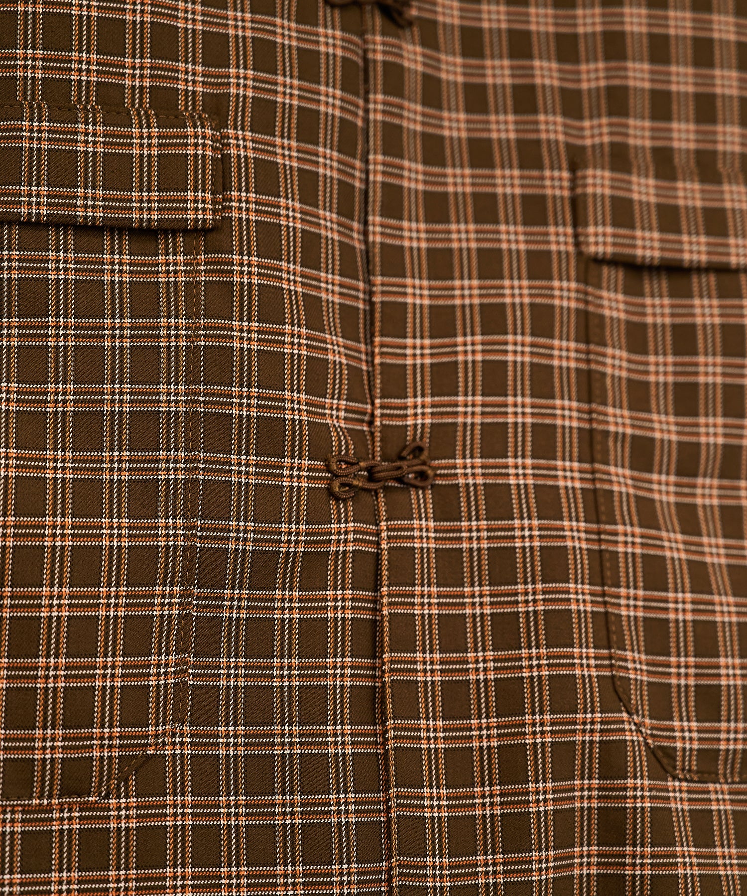 Grid Check Open Collar Shirt（Brown）