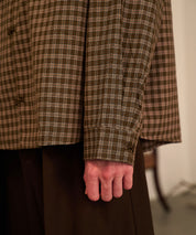 Grid Check Open Collar Shirt（Brown）