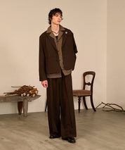 Grid Check Open Collar Shirt（Brown）