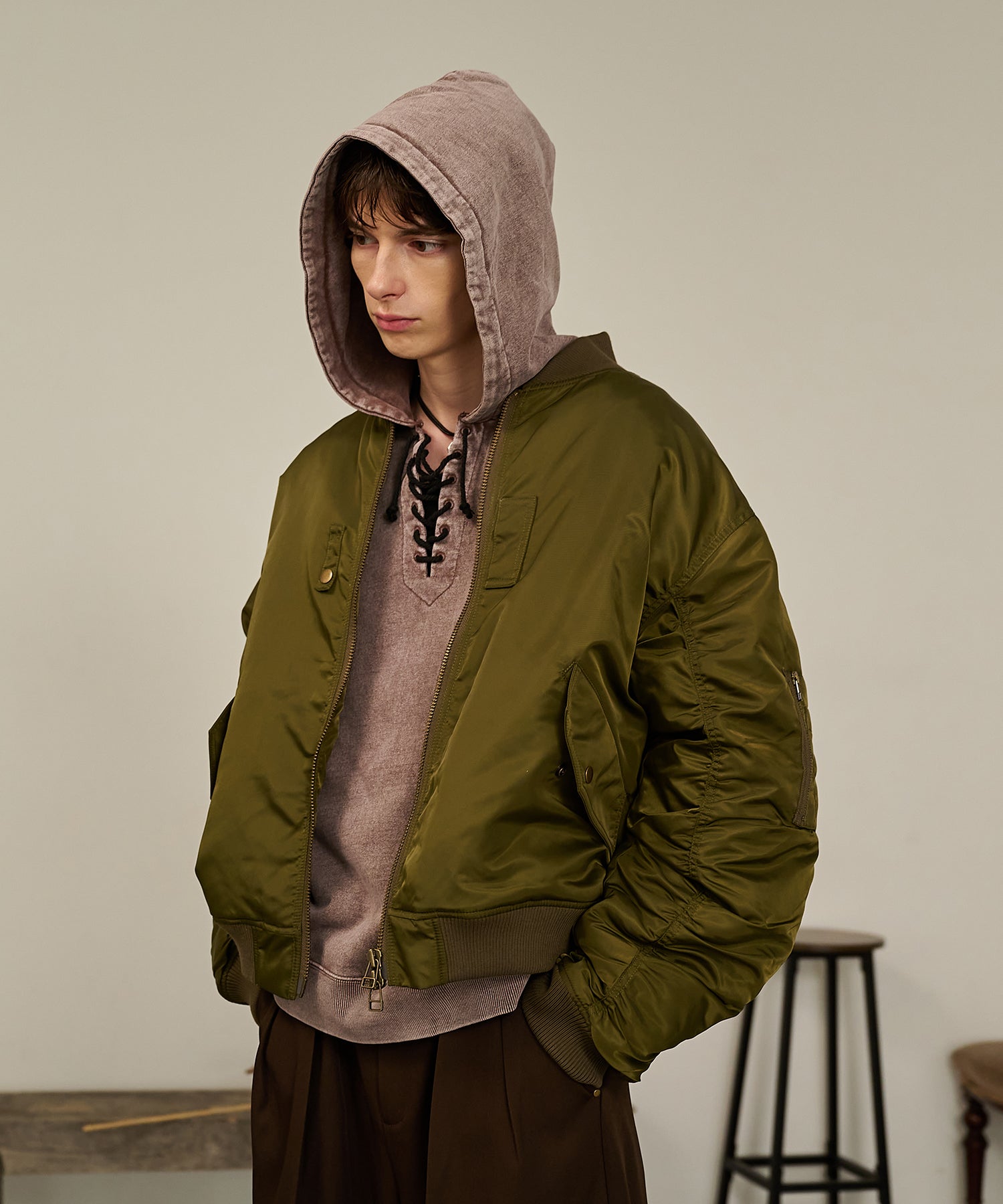 Back Line Zip MA-1（Khaki)