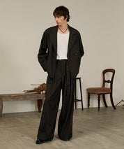 Striped Double-Breasted Jacket （Black）