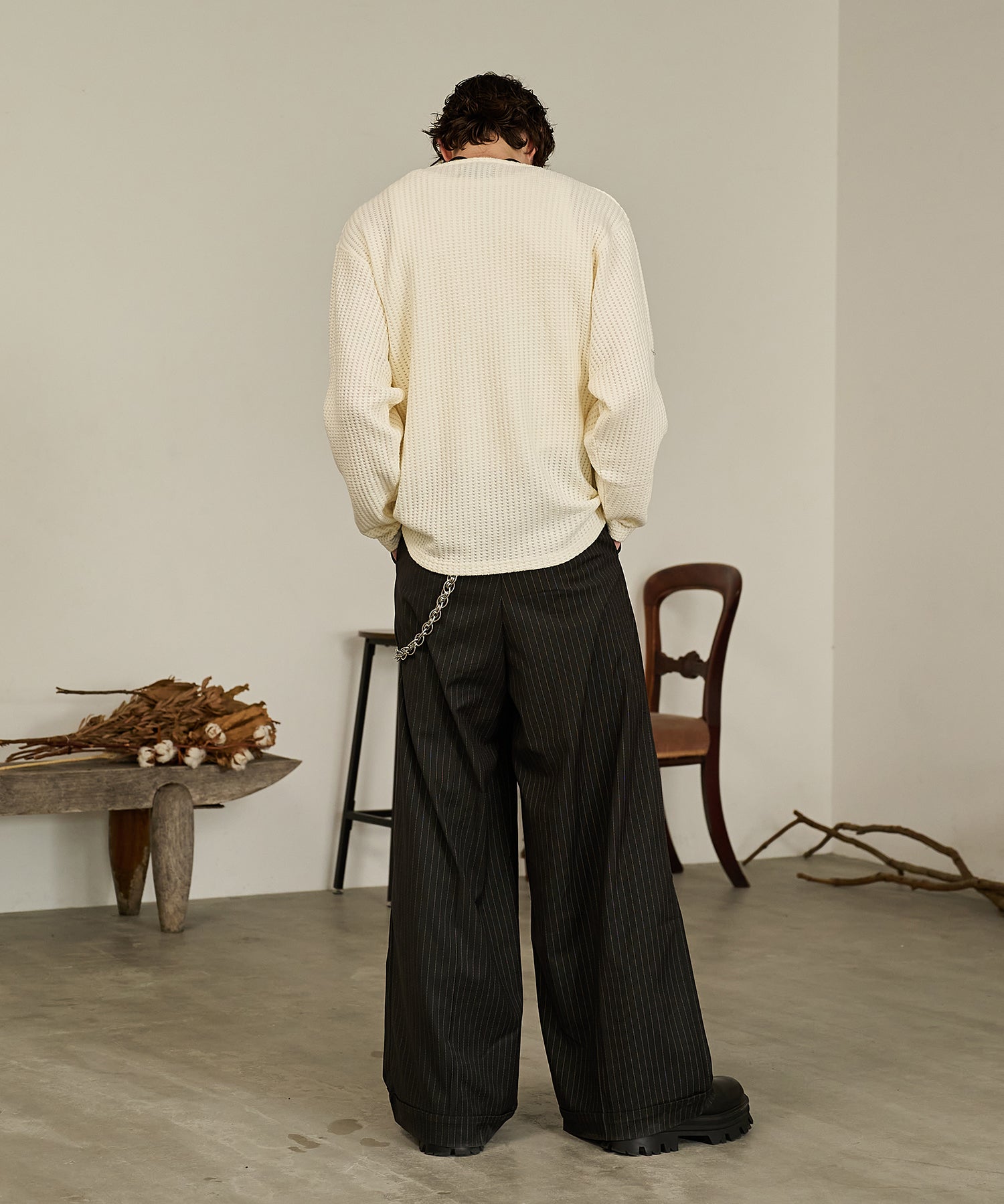 Thermal Texture Henley Top（Ivory）