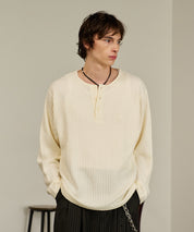 Thermal Texture Henley Top（Ivory）