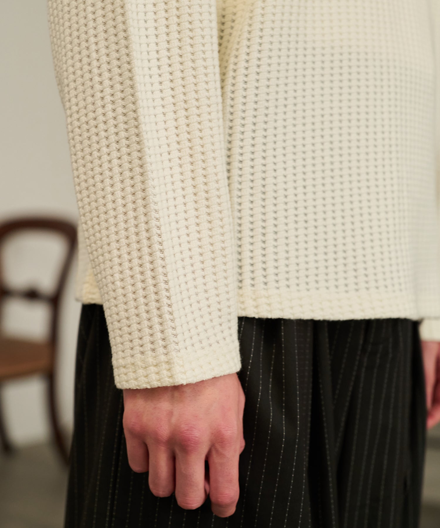 Thermal Texture Henley Top（Ivory）