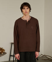 Thermal Texture Henley Top（Brown）