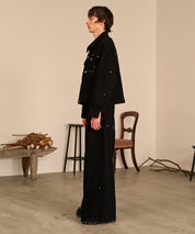 Studded Double Knee Baggy Pants（Black）