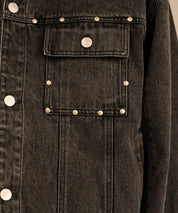 Studded Washed Denim Jacket （Gray)